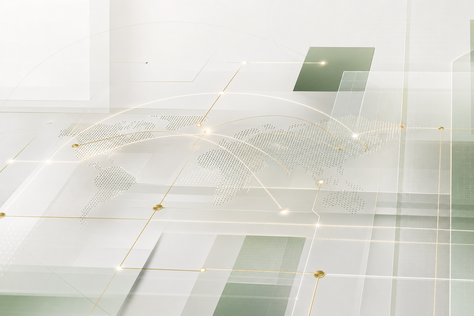 Refined abstract panel with geometric grid lines and route-like connections symbolizing international financial coordination