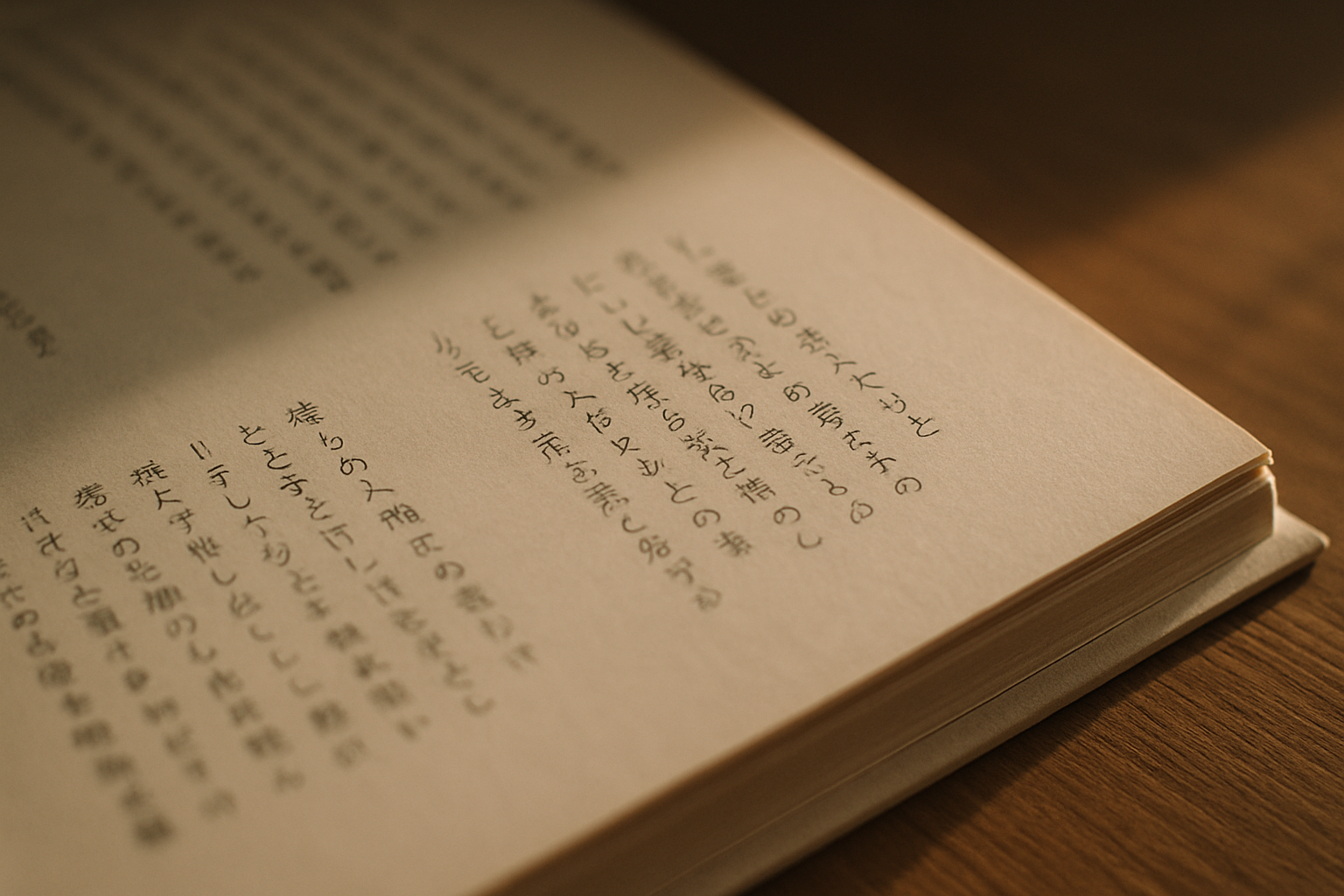文芸誌のページ端と柔らかな陰影の接写