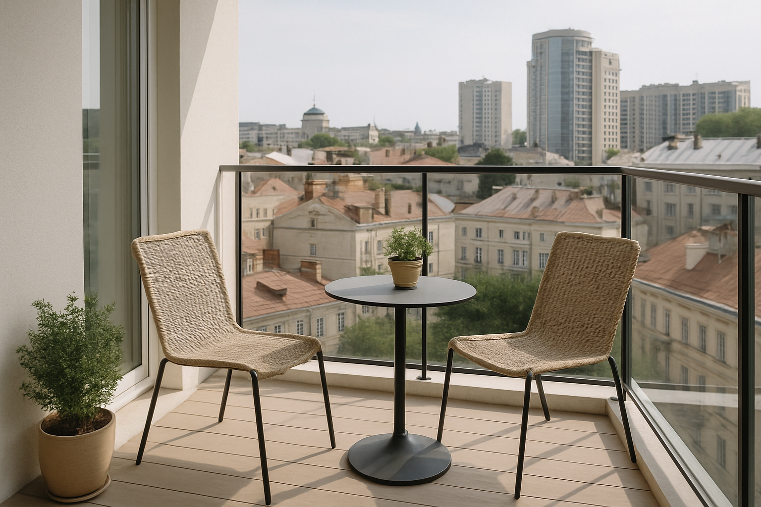 Reference balcony overlooking Kyiv rooftops