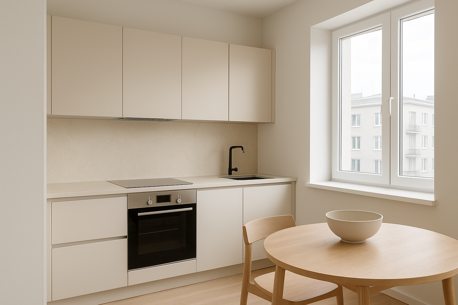 Reference kitchen with pale cabinetry