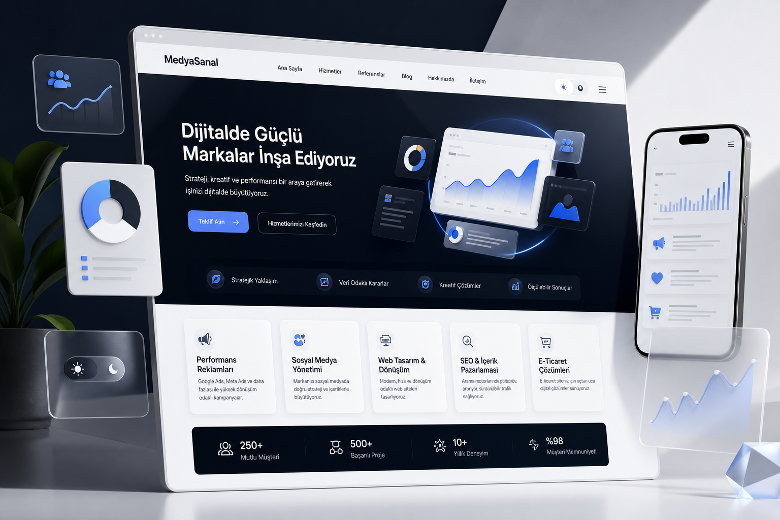 Modern ve premium görünümlü web tasarım kapak görseli