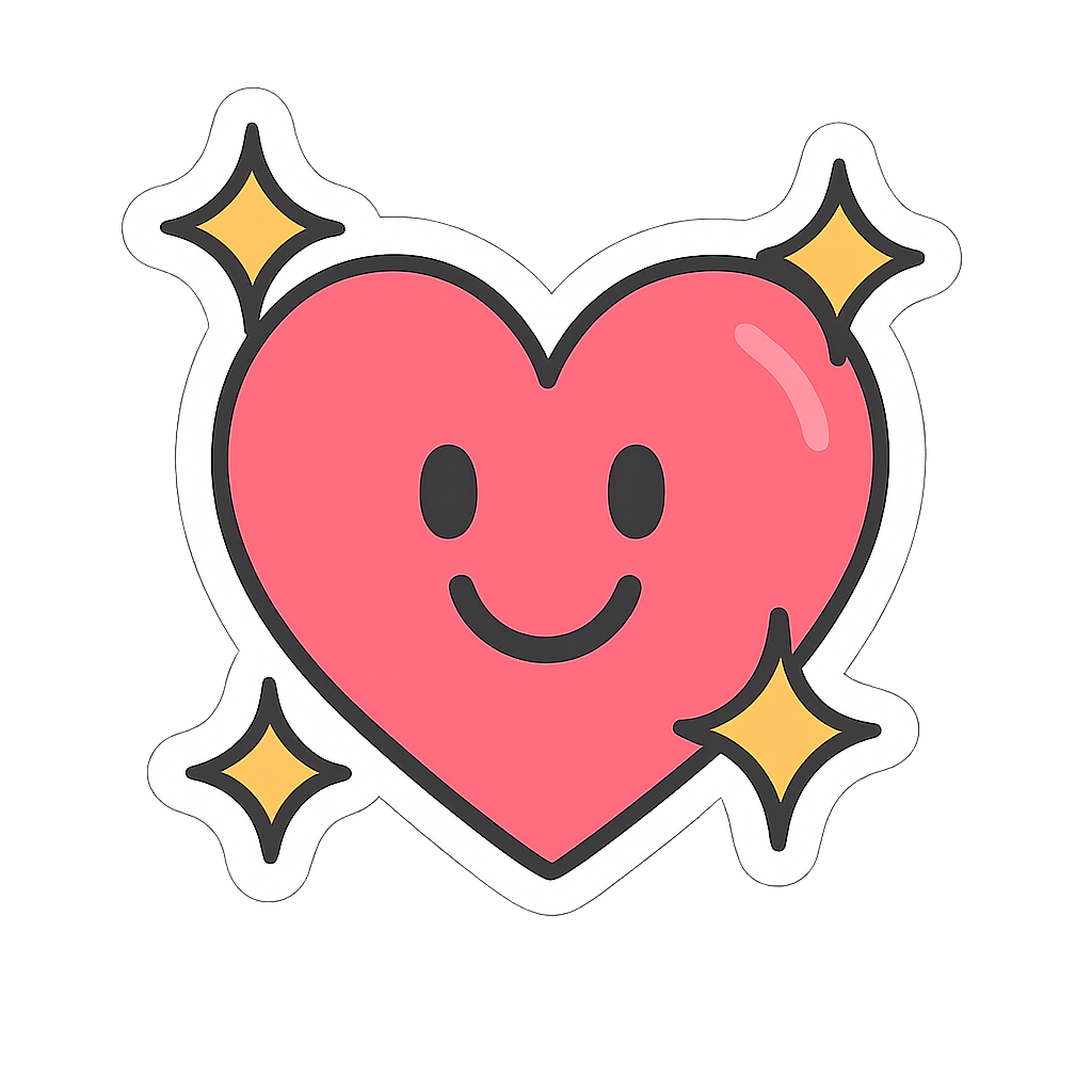 Playful heart sticker illustration