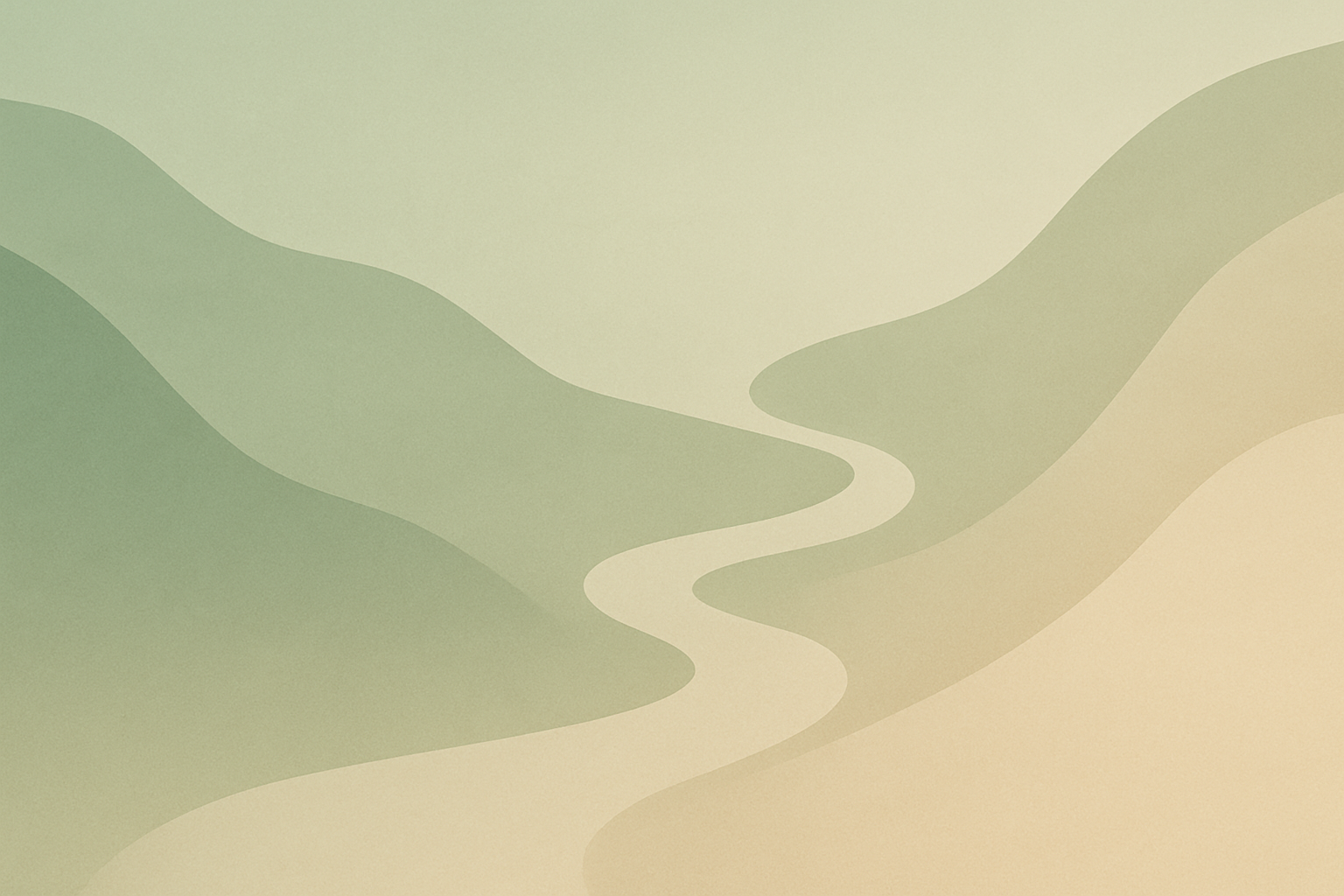 Soft abstract illustration of layered flowing shapes in muted green and neutral tones, suggesting a calm roadmap