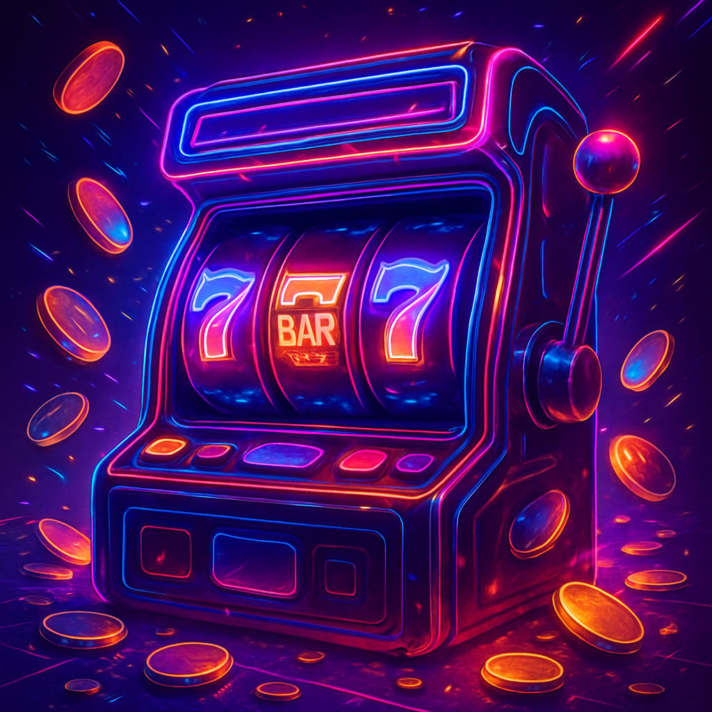 Futuristic neon slot machine illustration