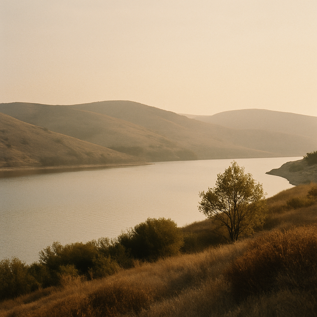 Film photography landscape featuring natural scenery with faded color tones