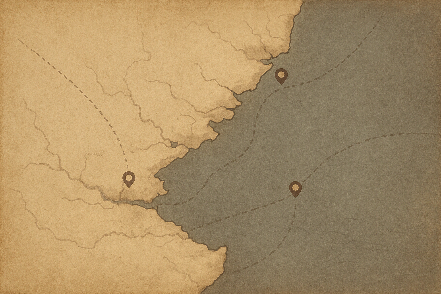 Stylized heritage coastline diagram with subtle route lines and location markers indicating preserved lighthouse towers