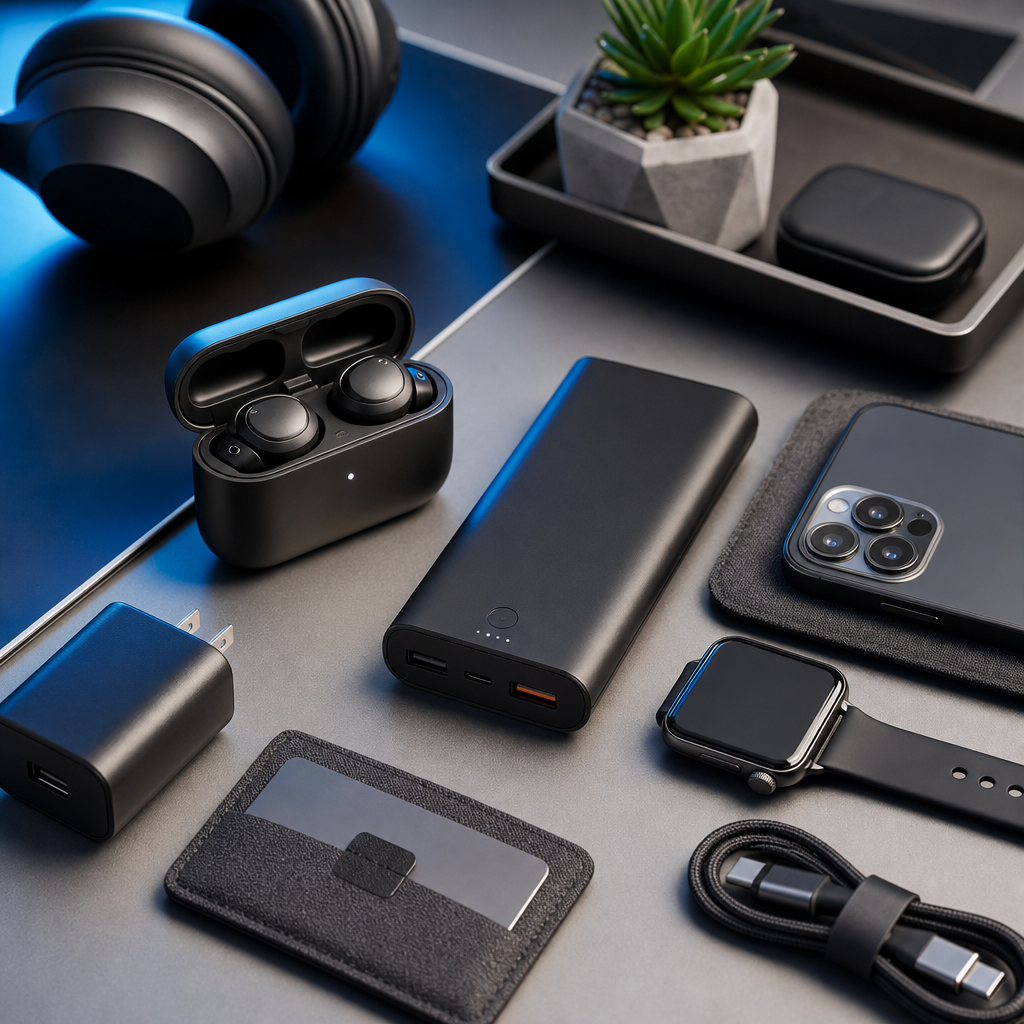 Sleek gadget merchandising image