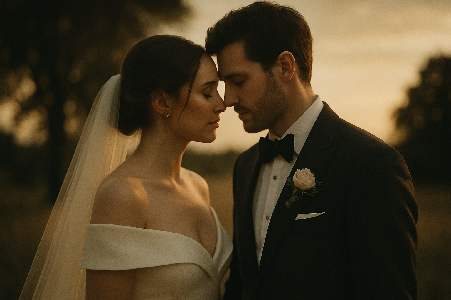 Expanded lightbox preview of a romantic wedding portrait