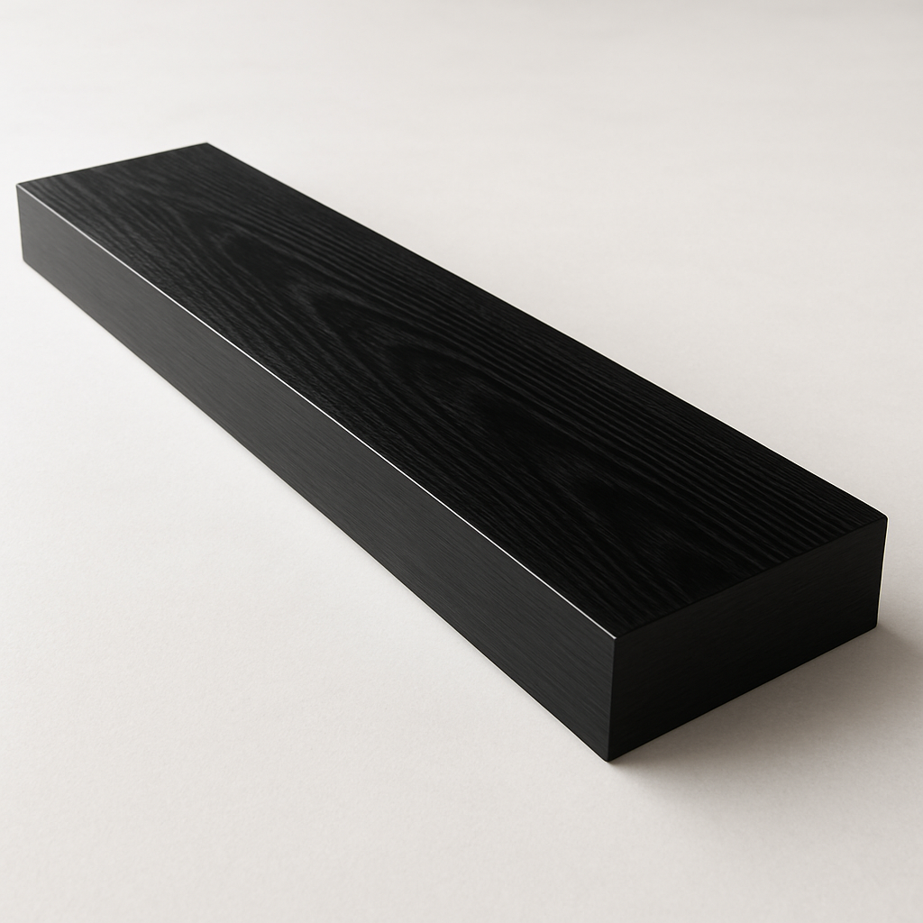 Ebony — jet black, polished, FAS plank, ultra-smooth and knot-free