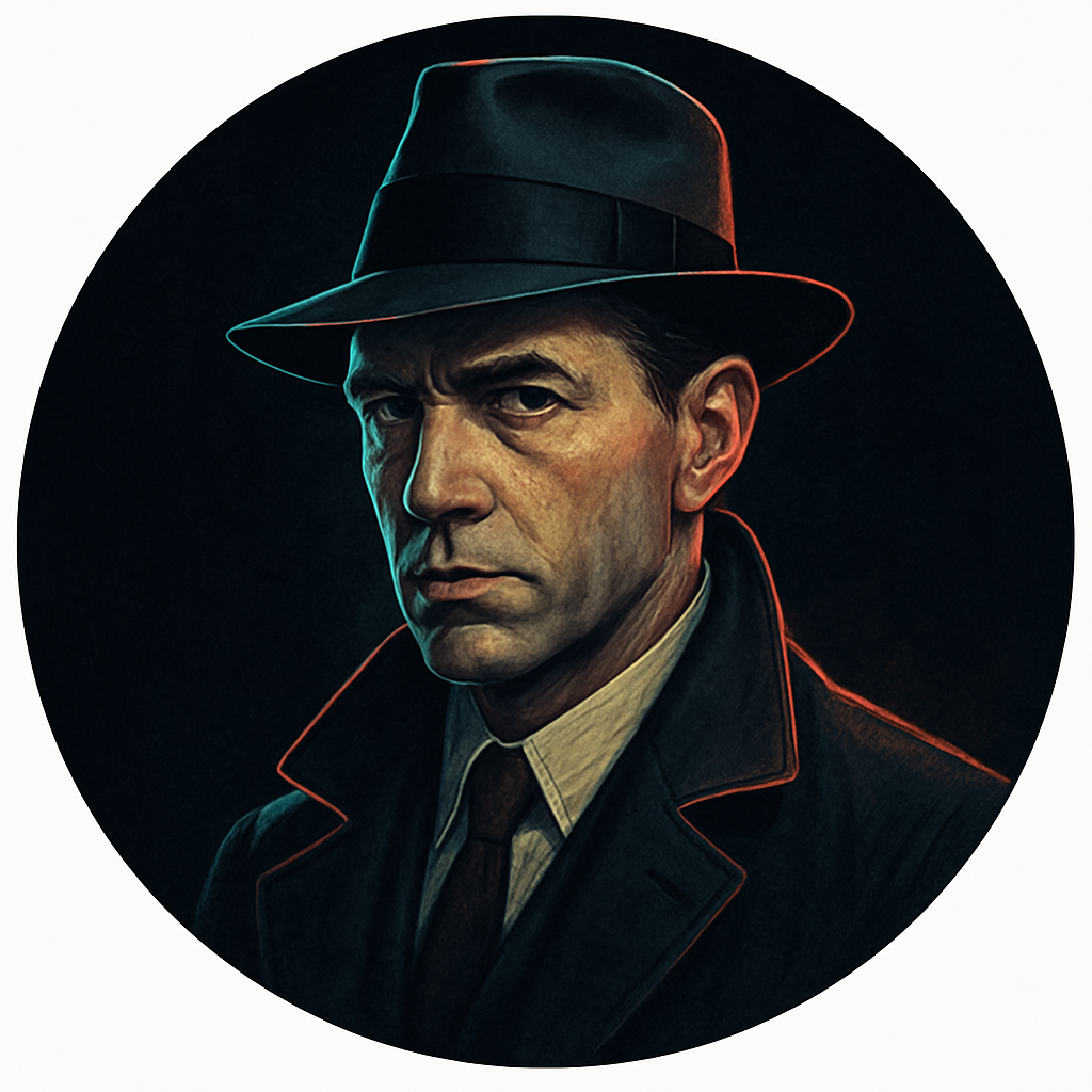 Portrait of Sam T. Spade in a circle frame