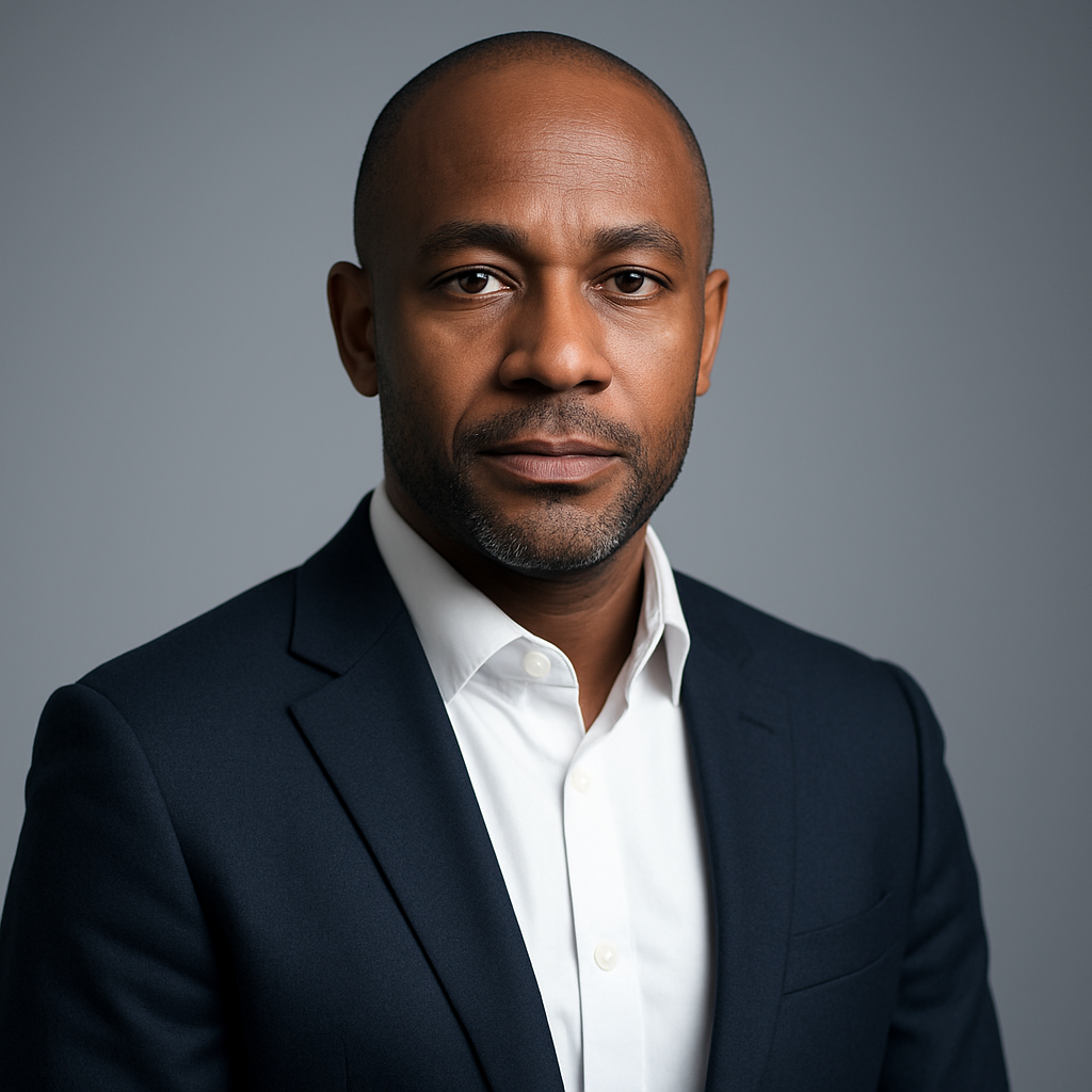 Portrait d'un consultant senior en chemise blanche et veste sombre, style corporate