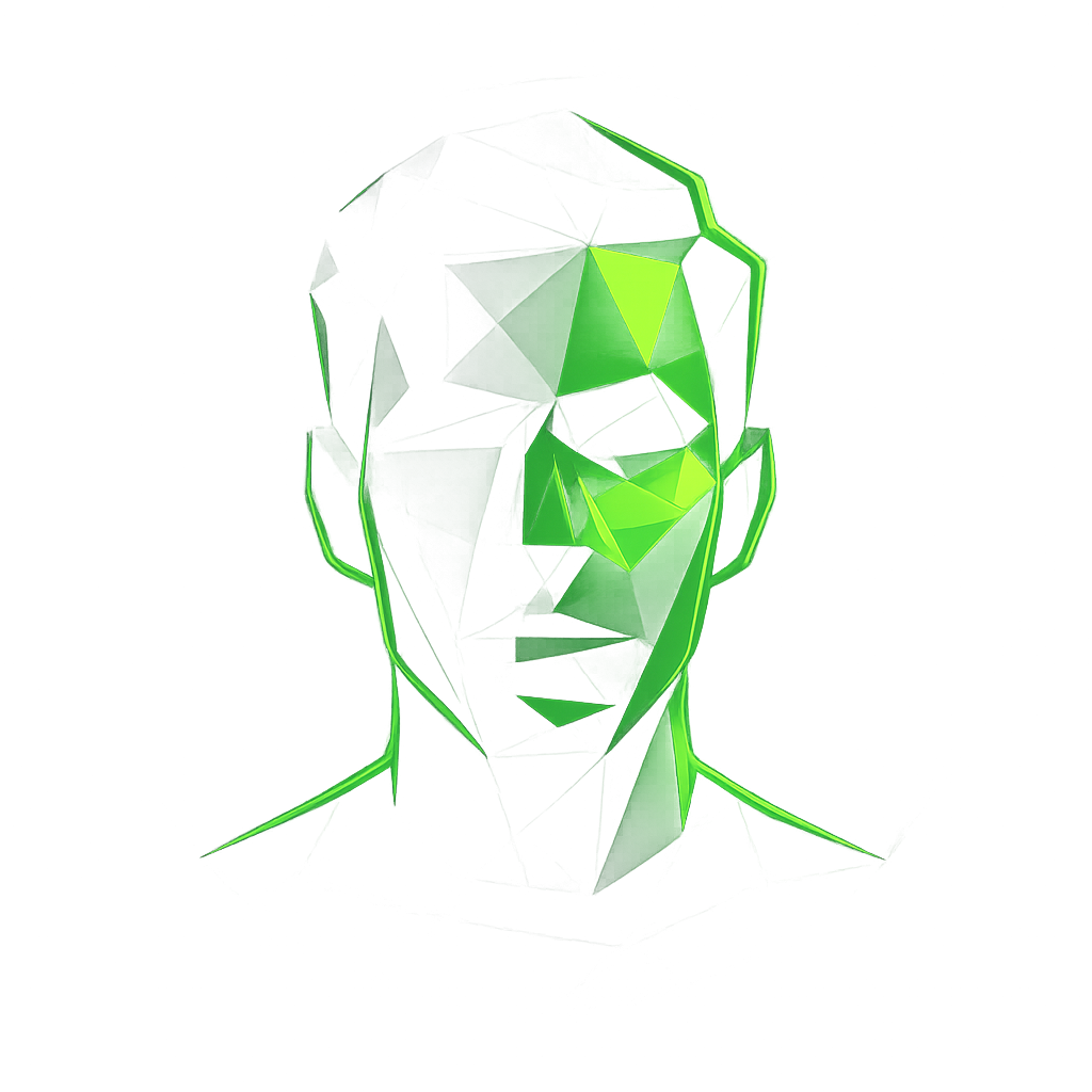 Abstract geometric avatar for Artem Bondar in neon green and charcoal tones