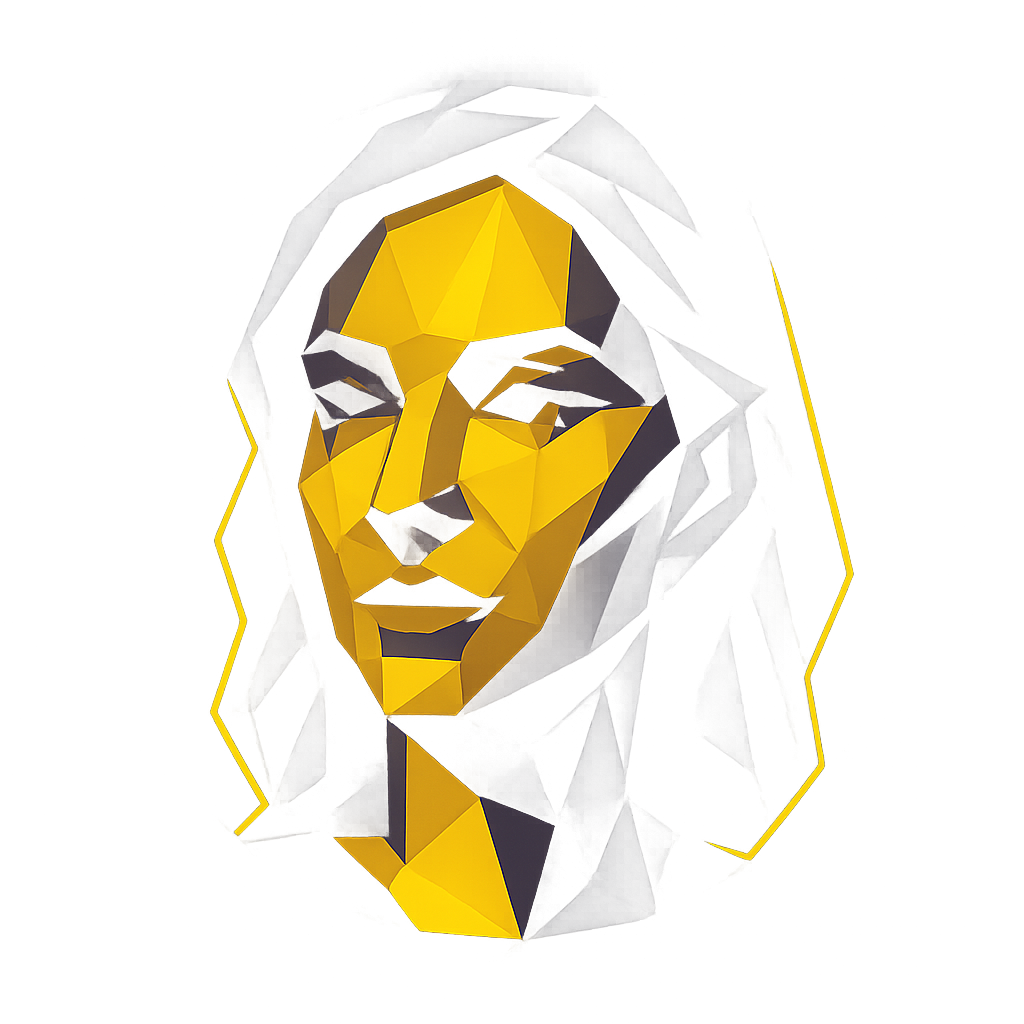 Abstract geometric avatar for Yana Franko in yellow and deep purple tones
