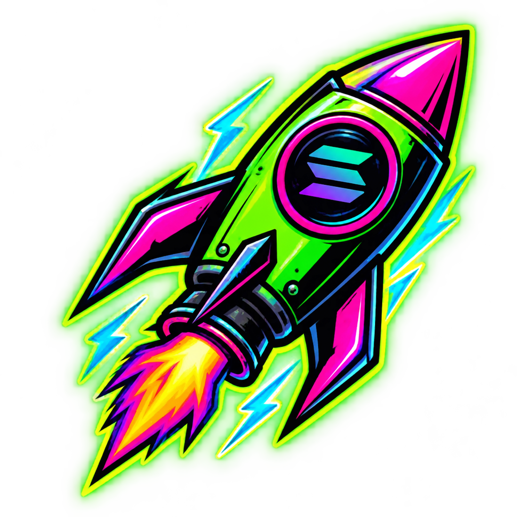 Neon rocket badge icon for Pump.fun call to action