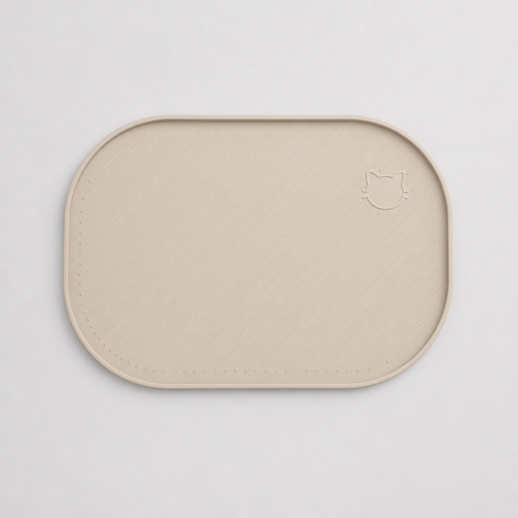 Compact silicone feeding mat sized for cats
