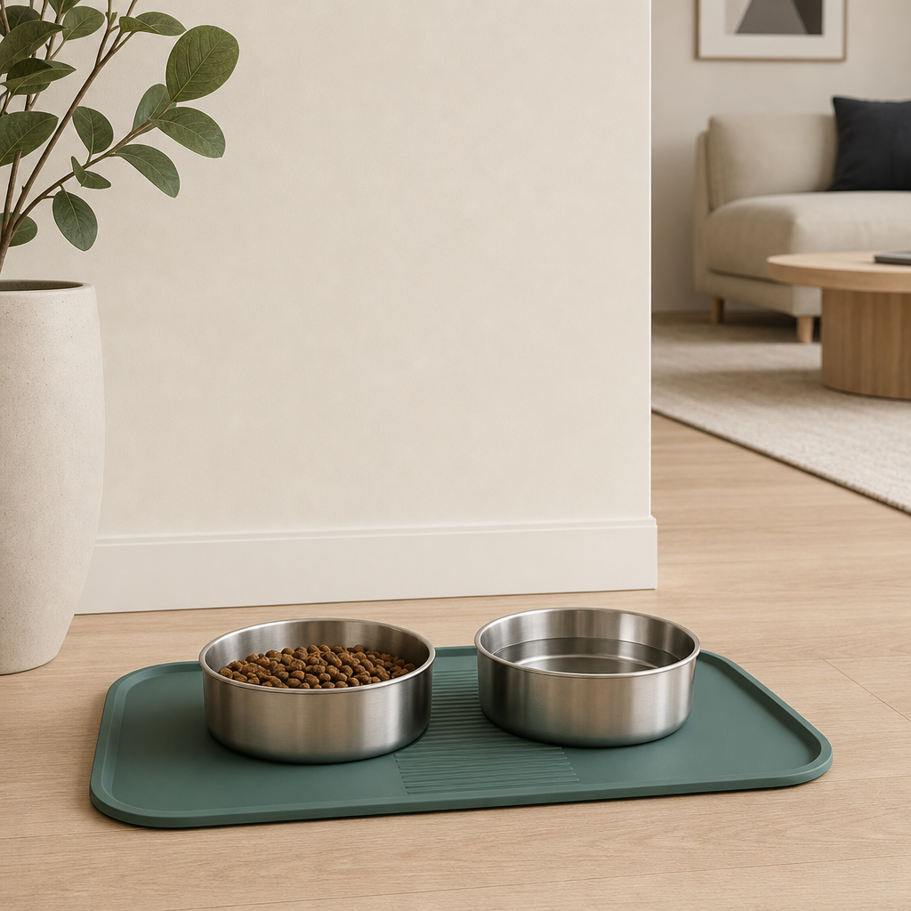 Modern home feeding station with silicone feeding mat