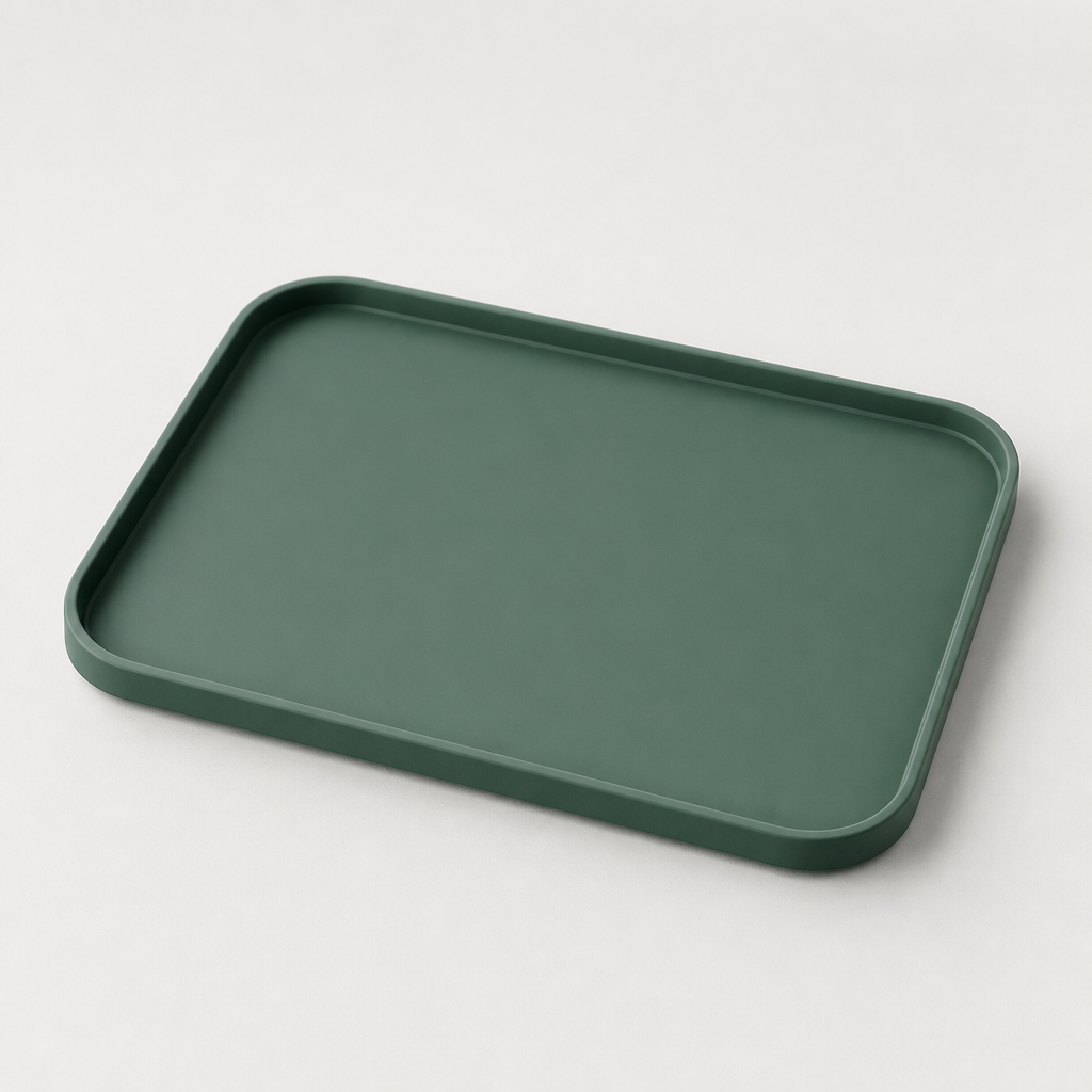 Raised edge silicone feeding mat with shallow rim