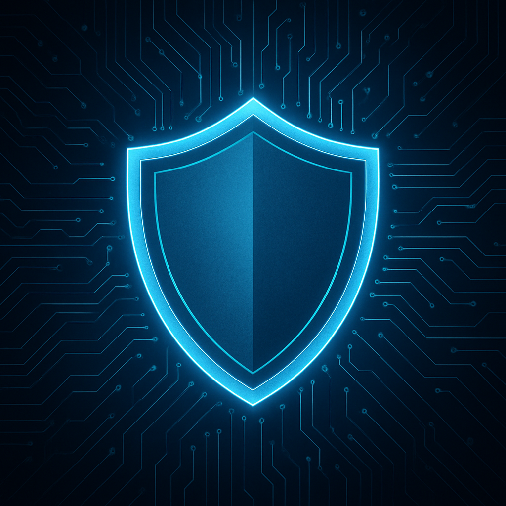 Digital shield symbolizing cybersecurity protection