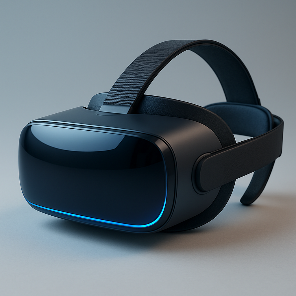Next-generation VR headset on a neutral background
