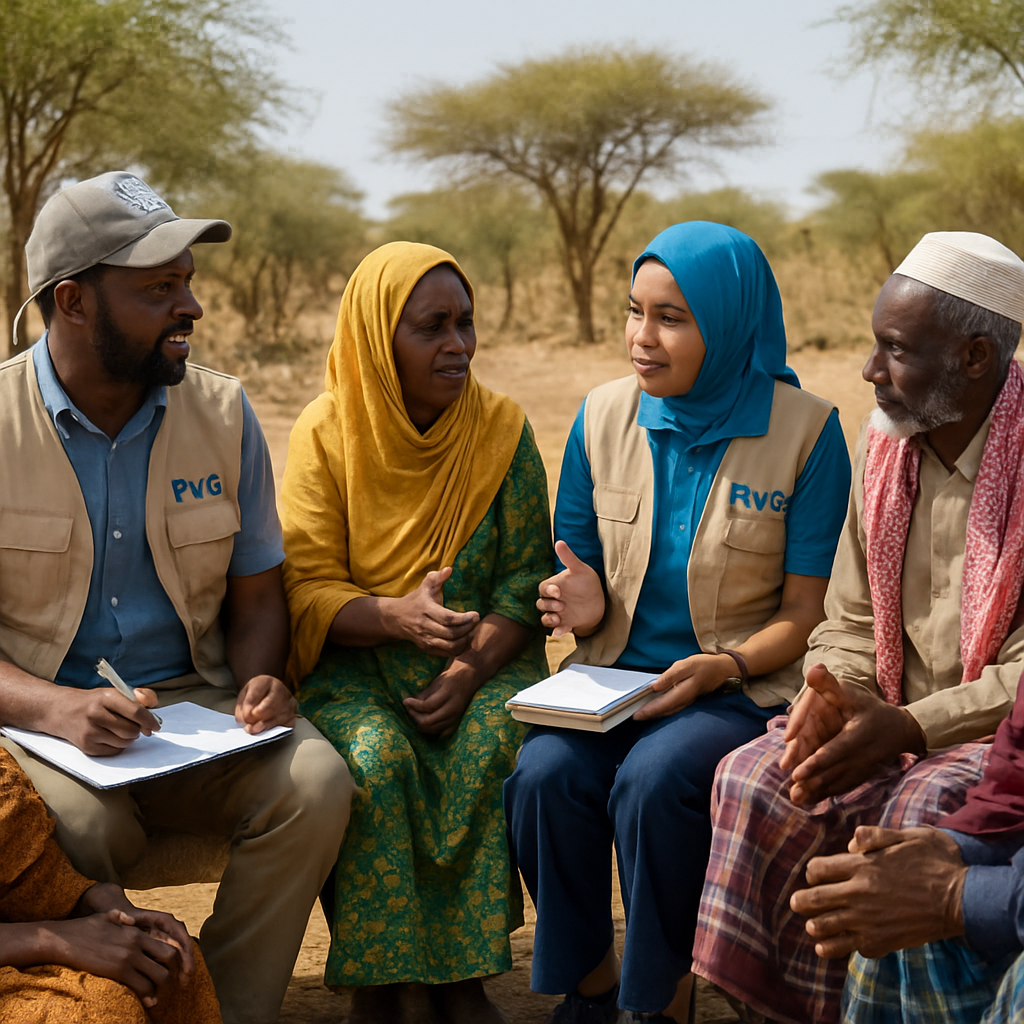 Relief Wave Global (RWG) staff working with community leaders