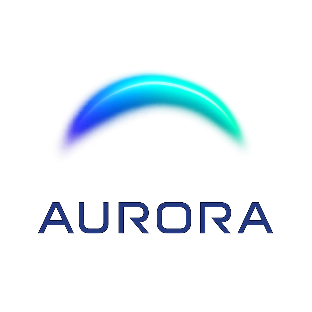 Logo Aurora, degradé luminoso y tipografía futurista