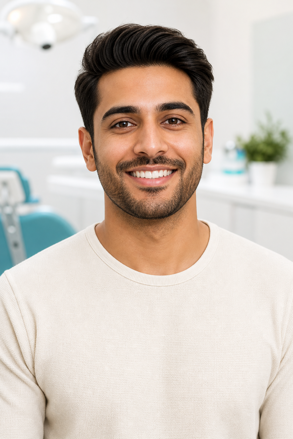 Portrait of a confident adult patient with a natural, healthy smile