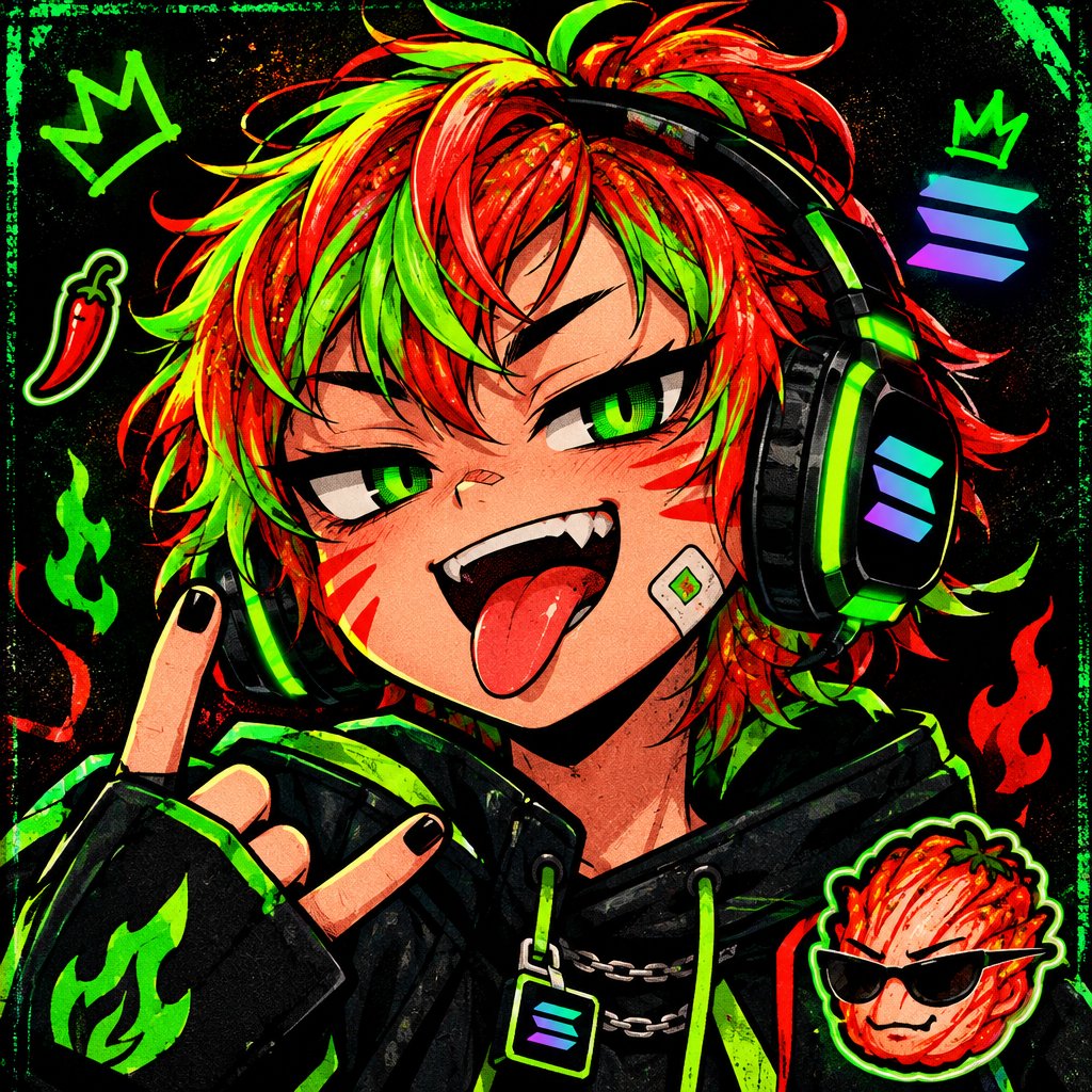 Stylized Young Kimchi character avatar with neon gamer headset and spicy expression