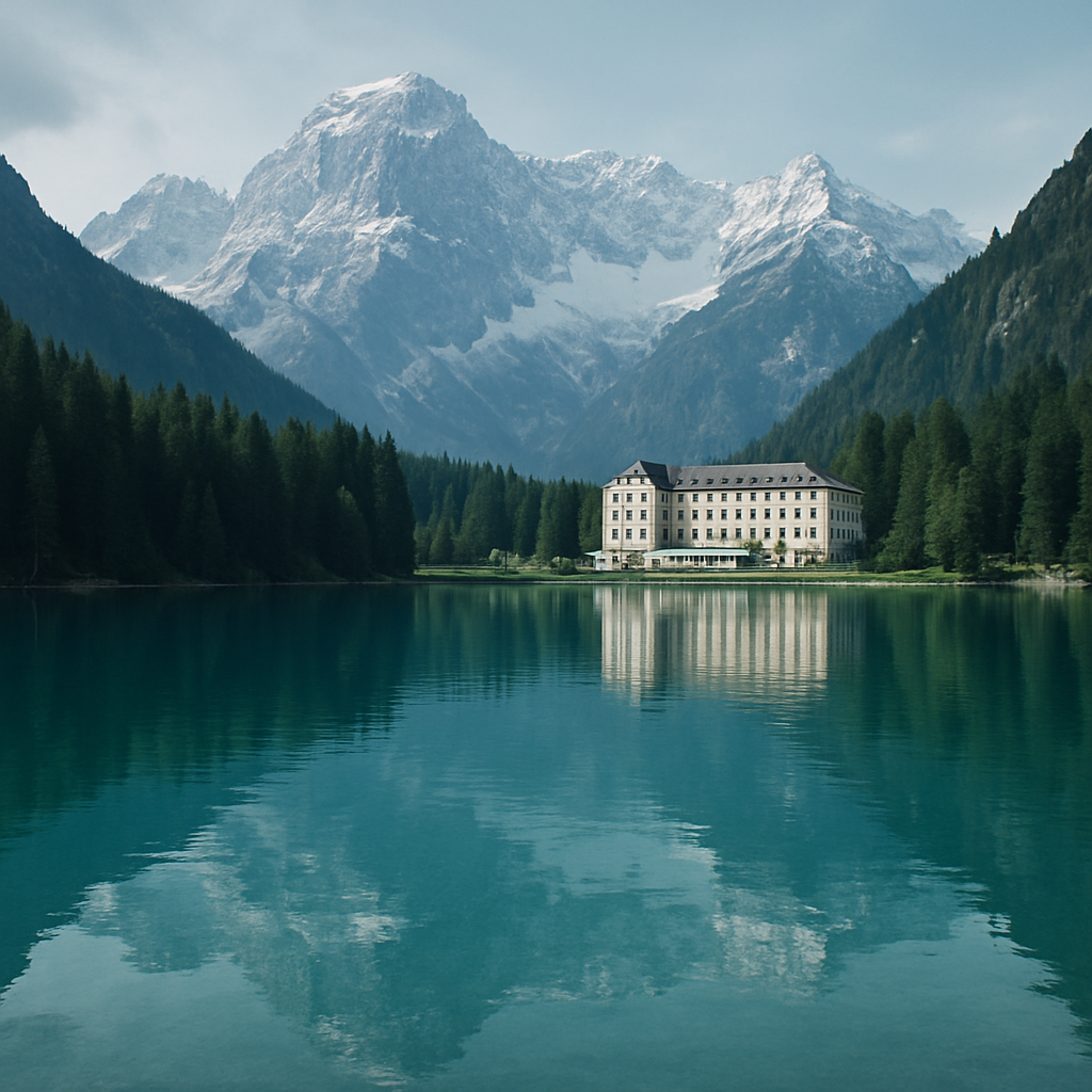Alpine mountain lakes with crystal blue water and snow-capped peaks