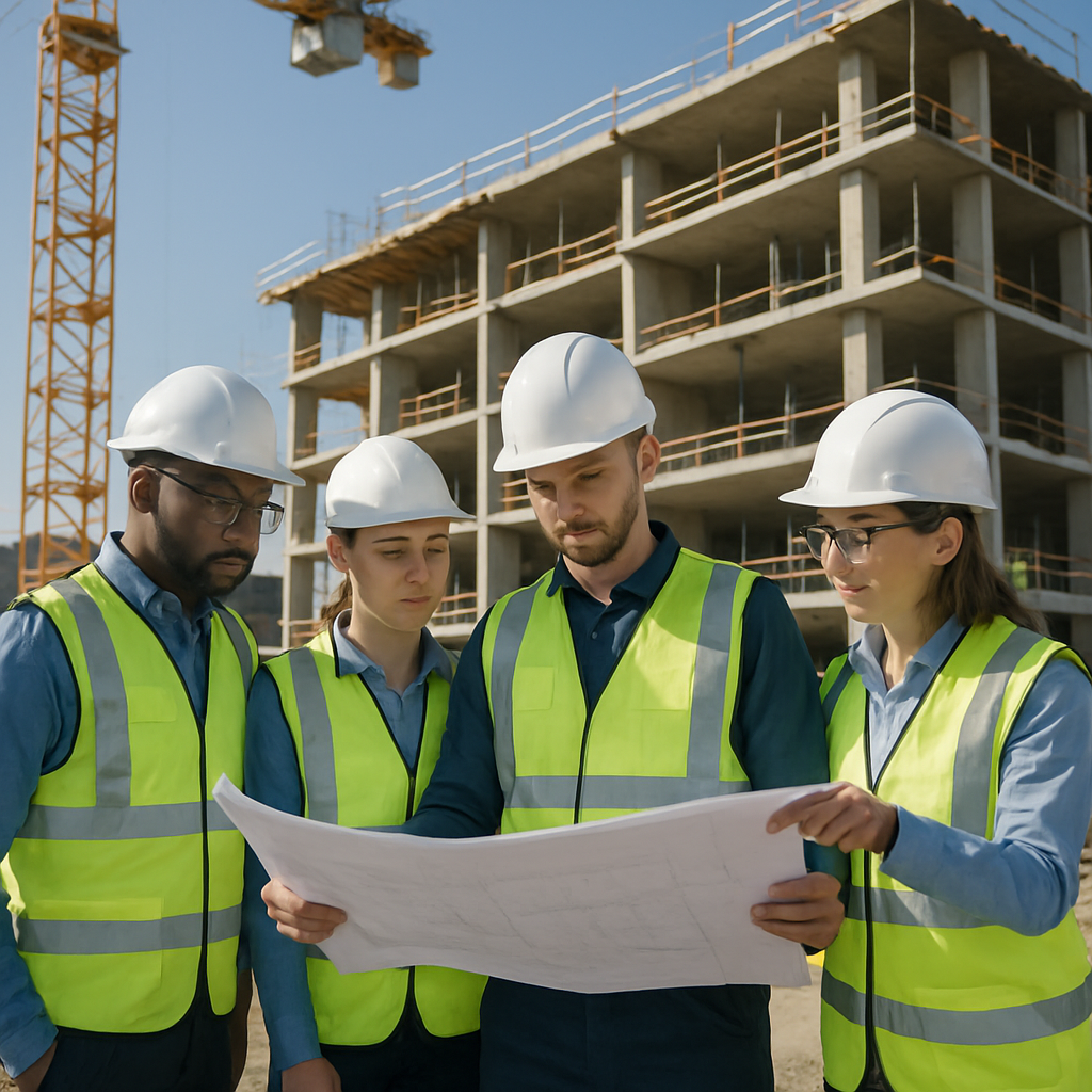 Construction professionals working on a high-quality build site