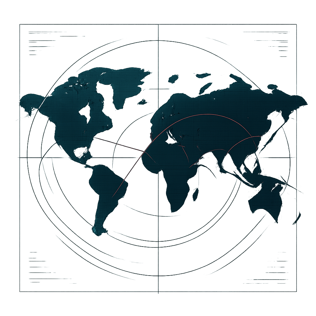 futuristic cyber world map interface with neon data lines, subtle scanning glow, and high-end dark tech styling on a transparent background