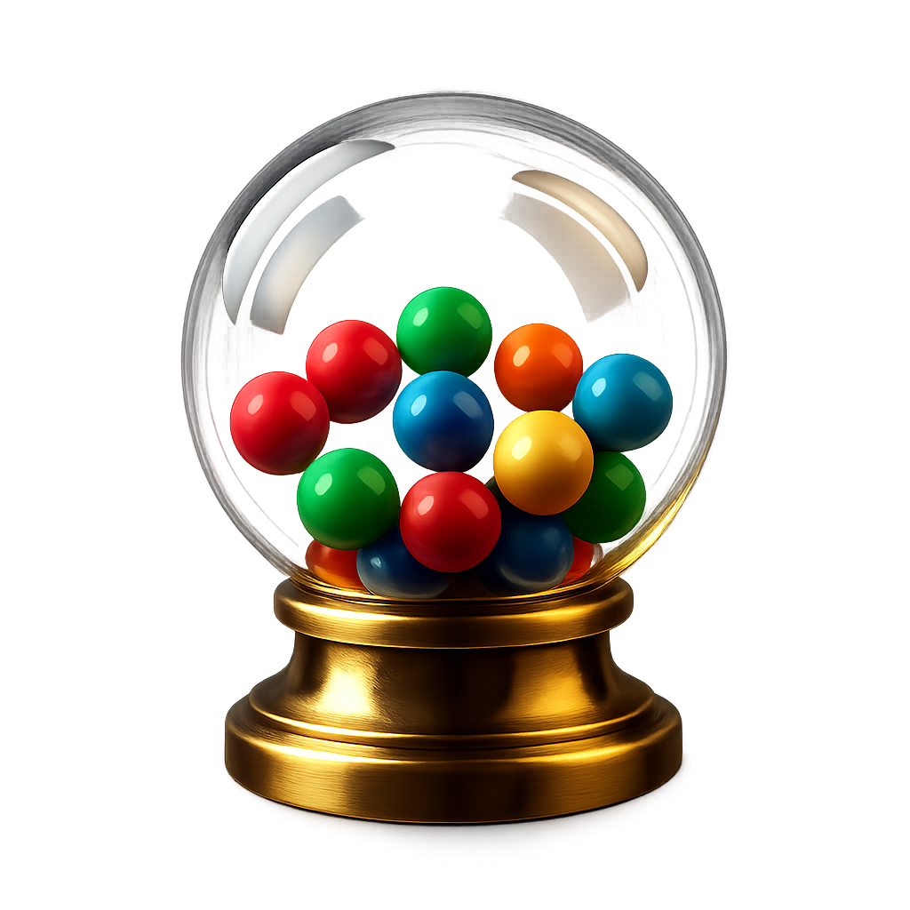 Mini premium 3D lottery draw machine with glossy glass sphere and metallic base