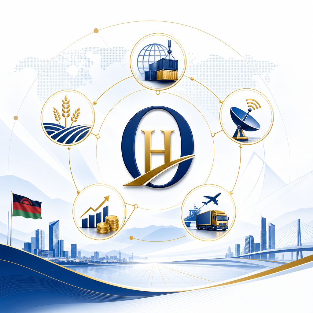 Polished abstract corporate visual showing interconnected sector nodes, geometric linework, and executive-style composition in blue and gold tones