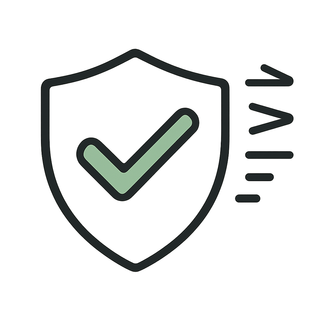 Shield with check icon representing errors reduced