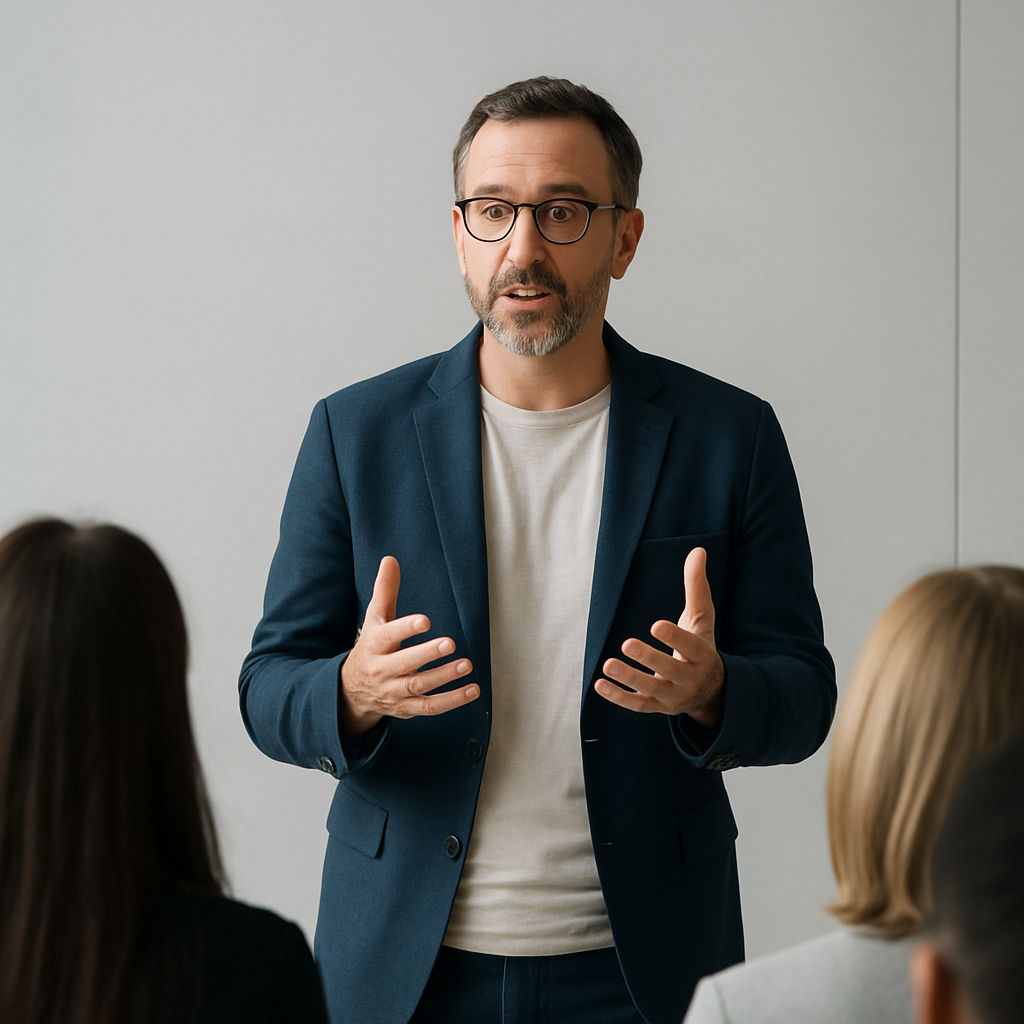 Educator or thought leader creator engaging with audience