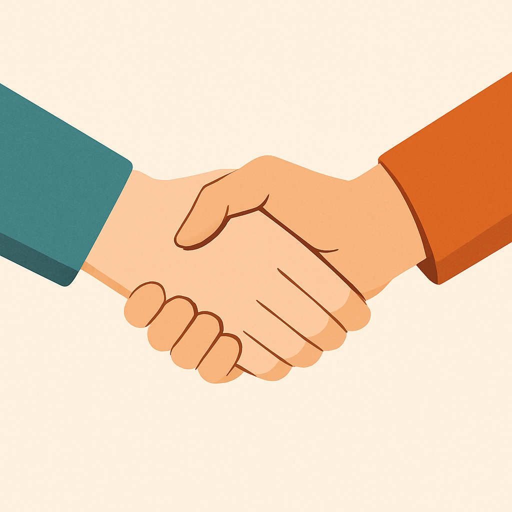Long-term partnership handshake or collaboration