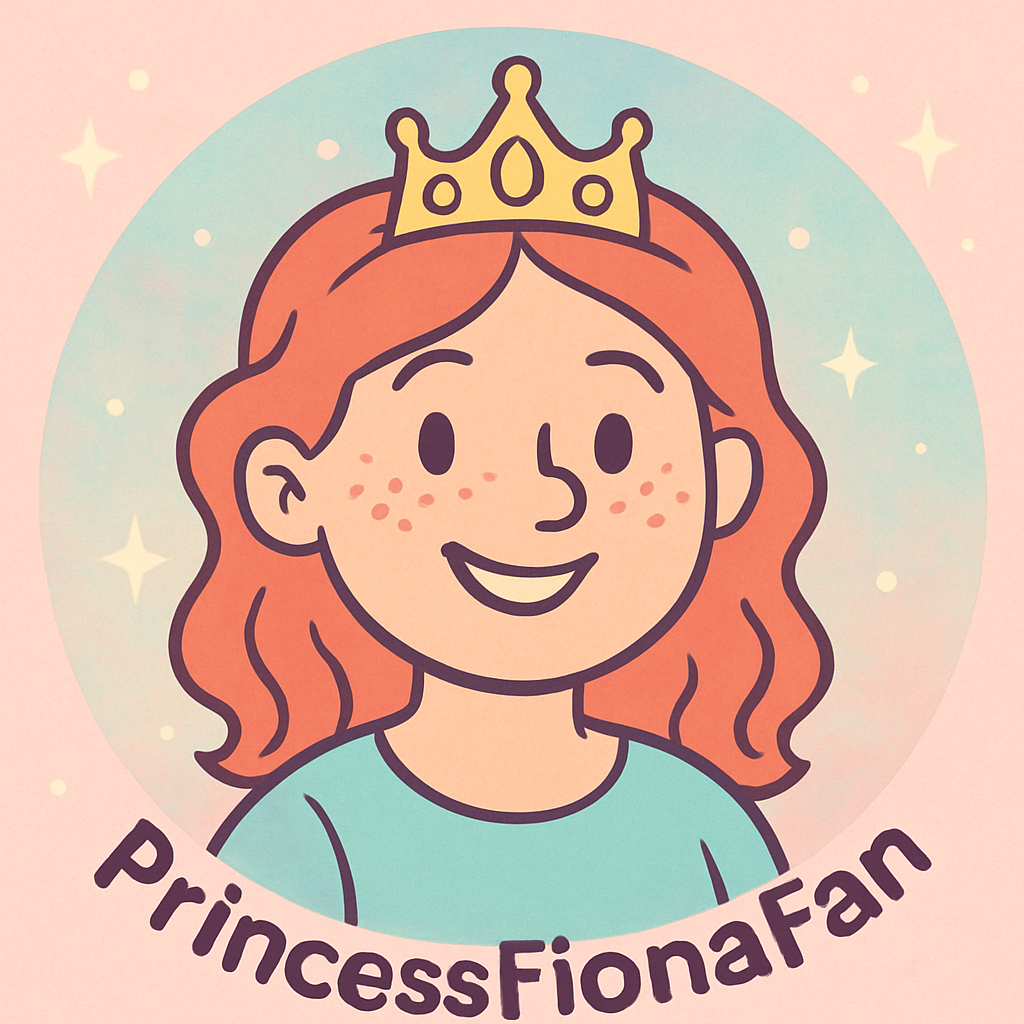 Cartoon avatar of PrincessFionaFan with tiara, freckles, and a big grin