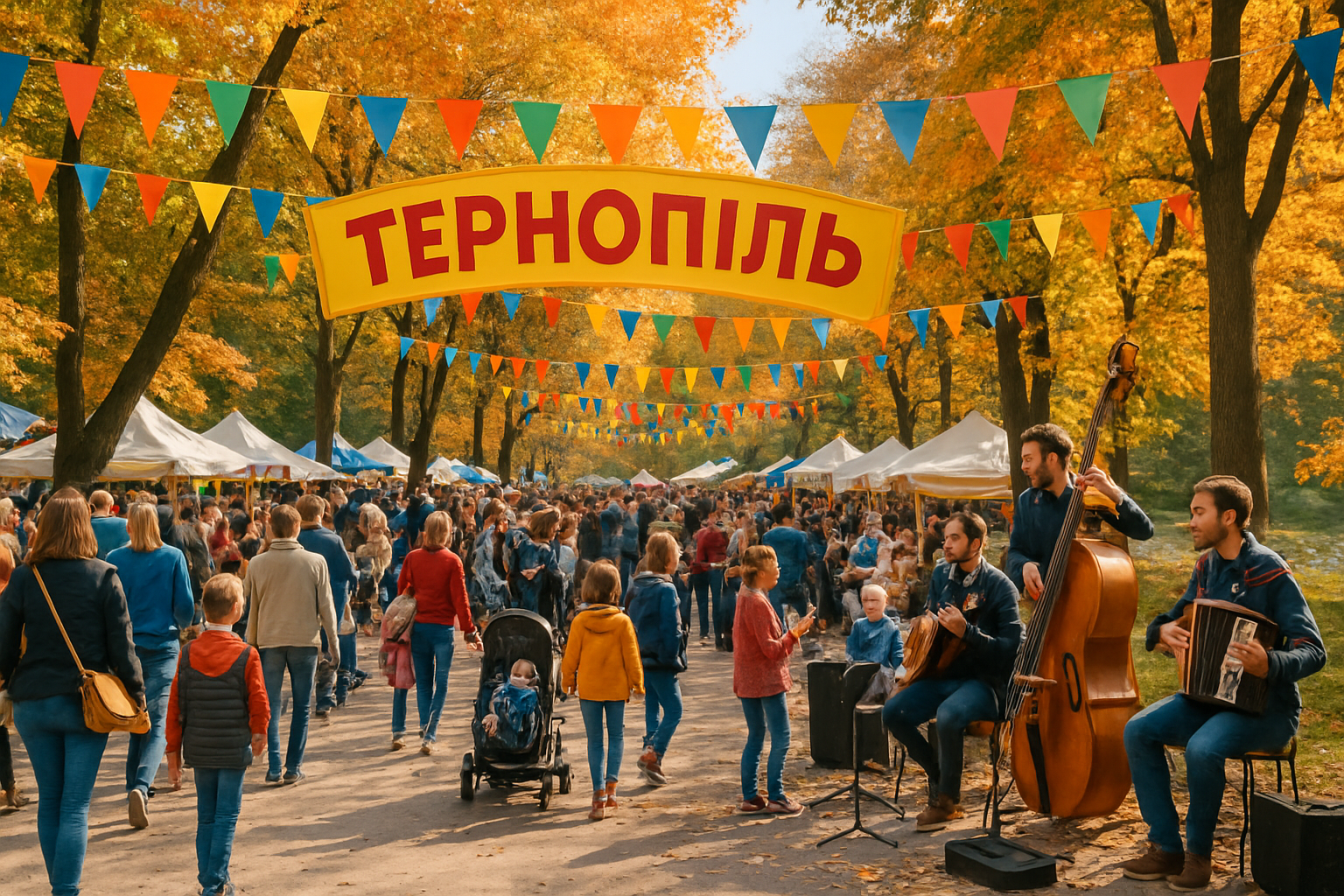 Local park event in Ternopil with people enjoying outdoors
