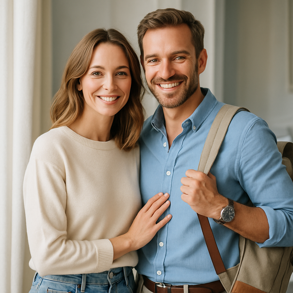 Happy European couple in their thirties