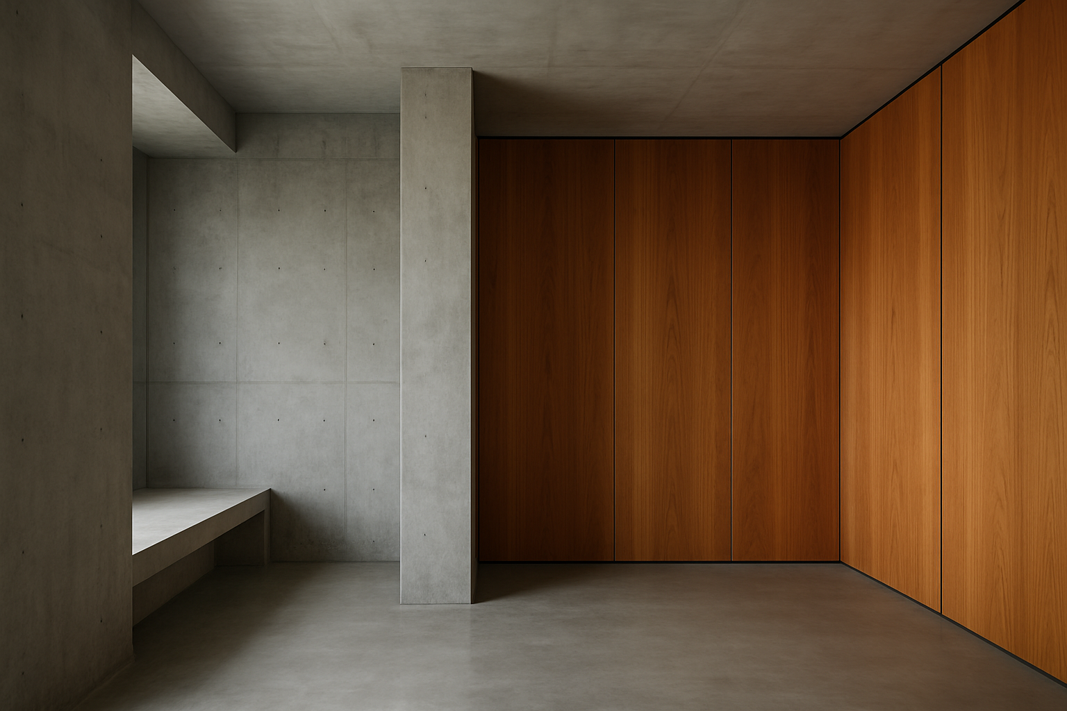Minimalist interior concrete and timber finish
