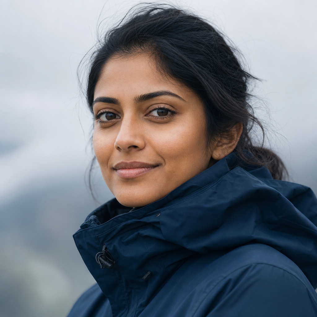 Portrait of Priya, a solo explorer who traveled through Norway's fjords