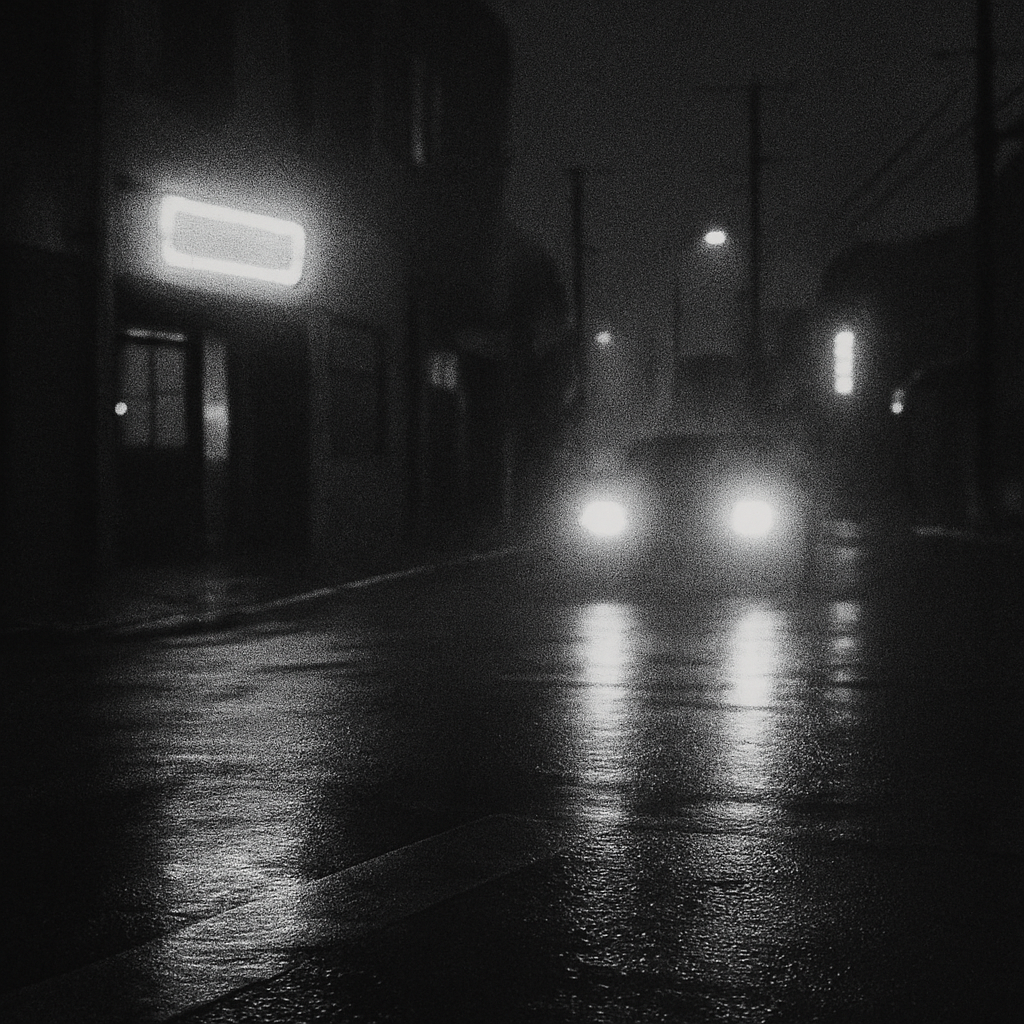 Album cover for Night Shifts Vol. 2 with a blurred midnight street scene and soft neon reflections