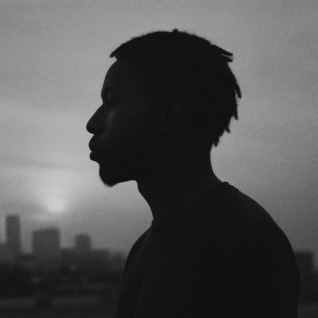 Album cover for Third Coast Memory featuring a grainy portrait silhouette against a washed evening skyline