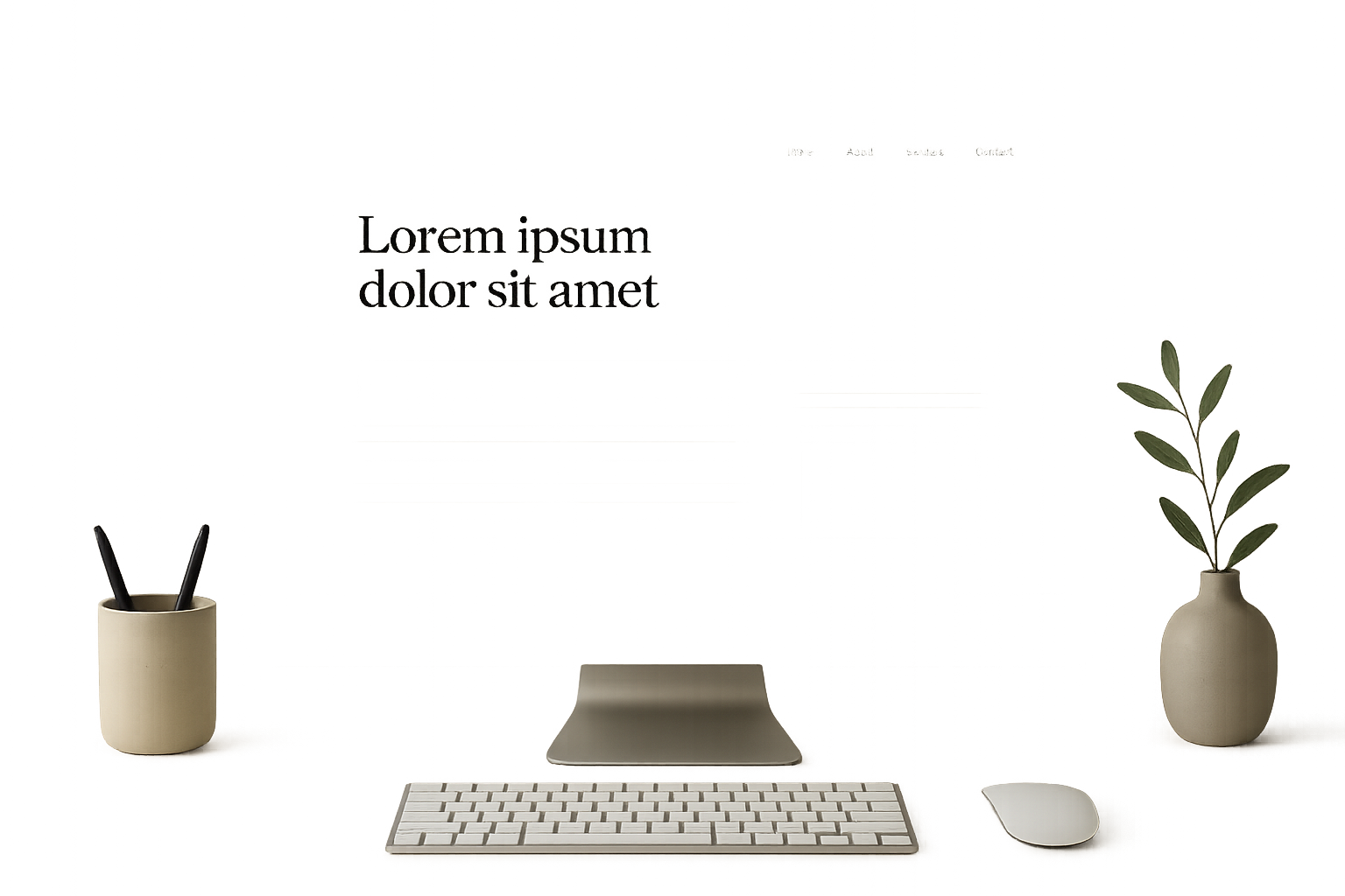 Premium website and brand presentation mockup on a modern desktop layout with clean typography and structured content blocks