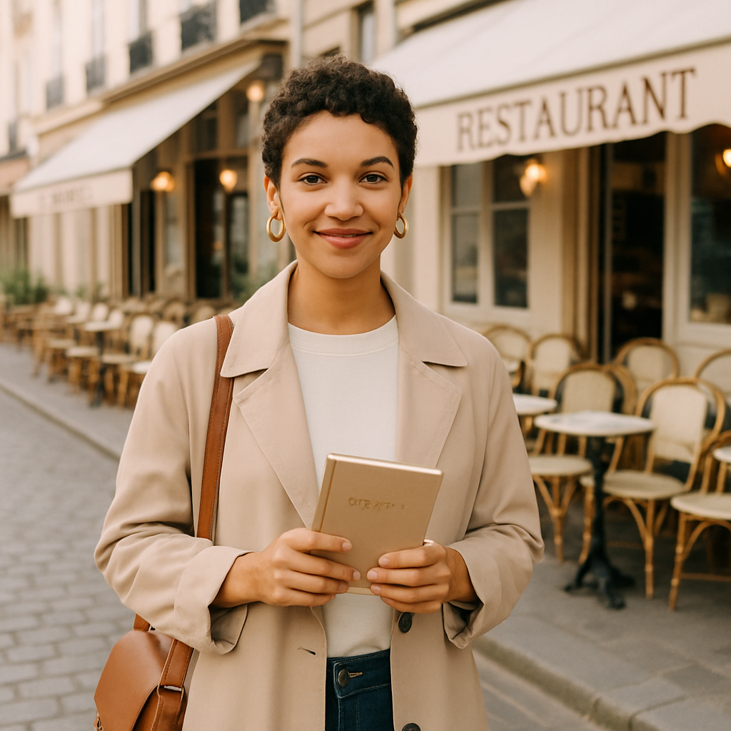Confident solo traveler in Paris
