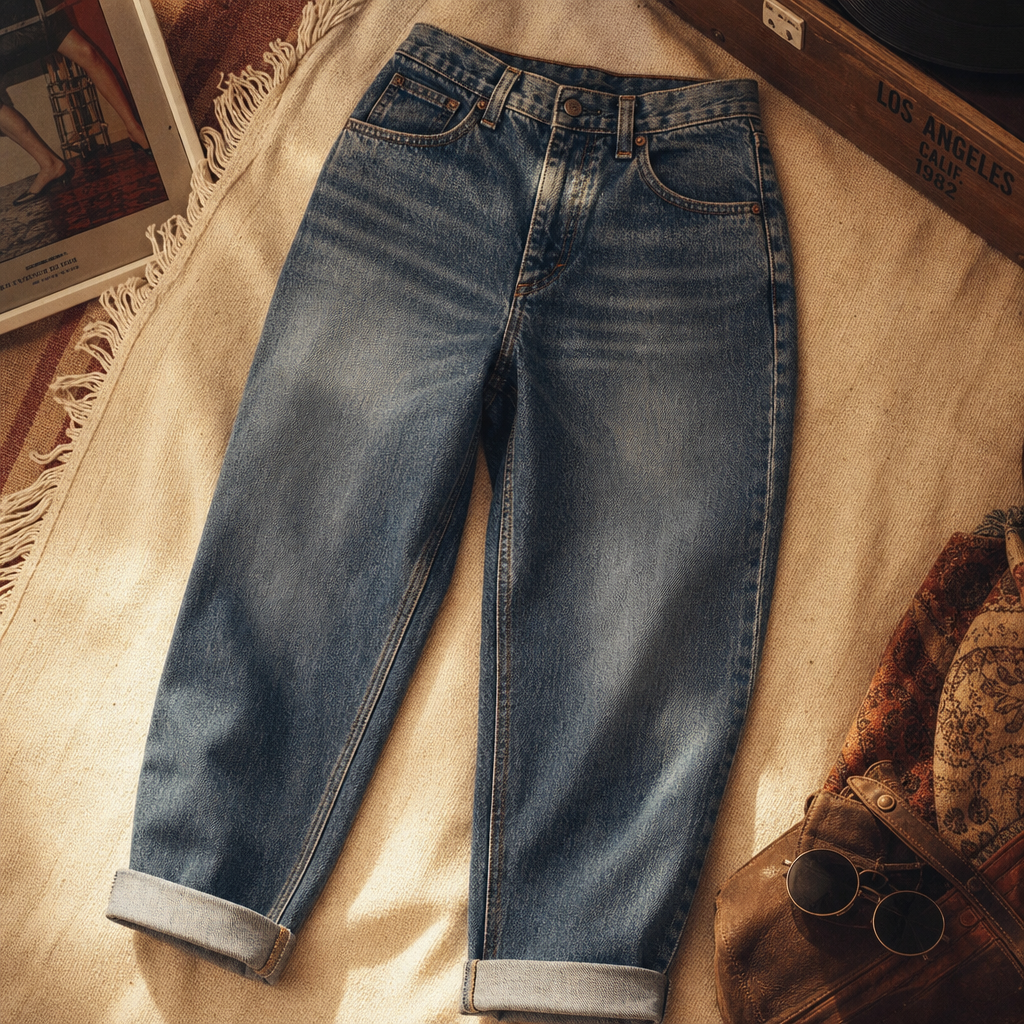 Washed Indigo High-Waist Jeans