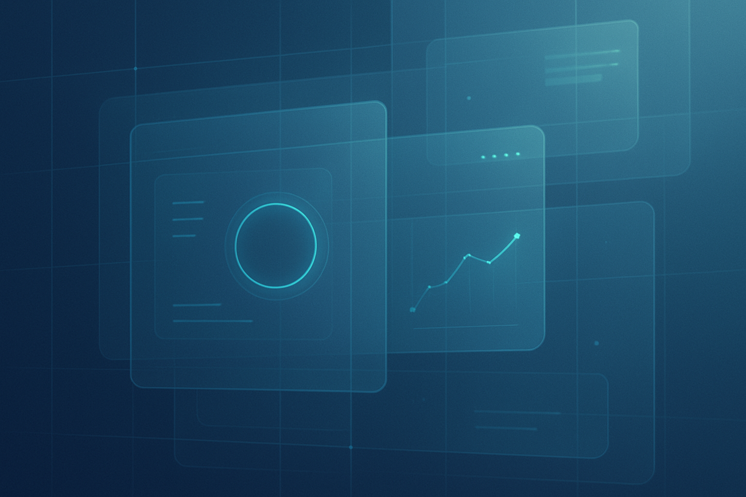 Abstract interface illustration with layered panels and glowing accents