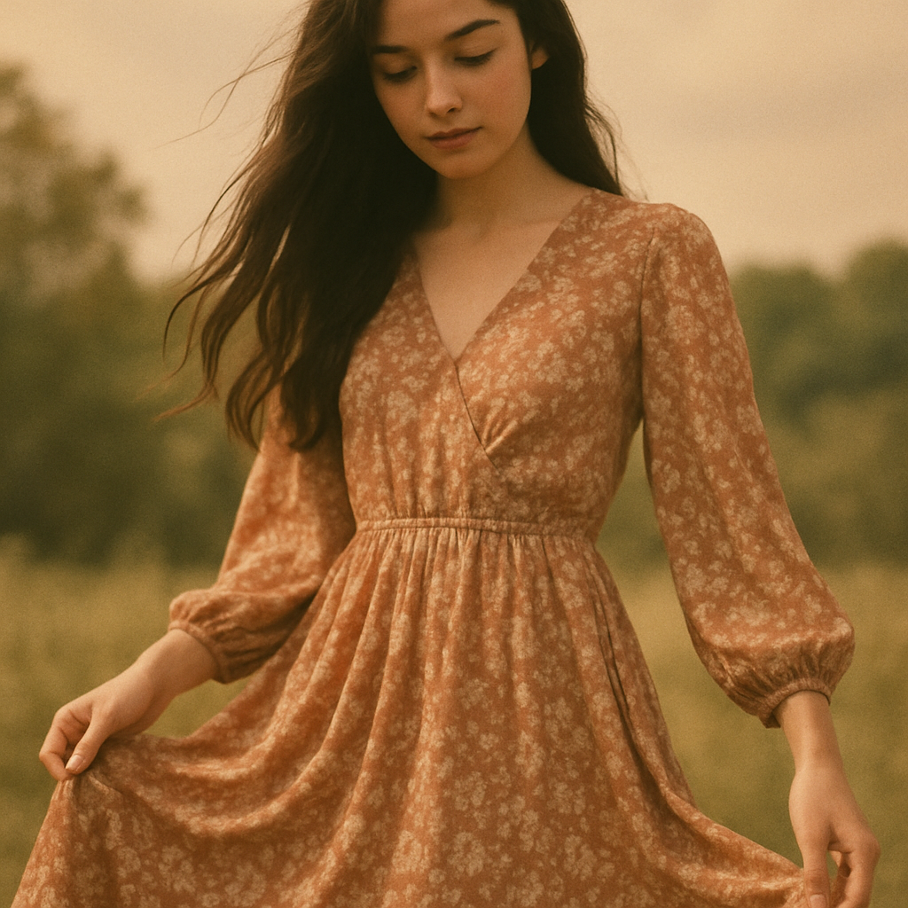 Sarah with a floral midi dress