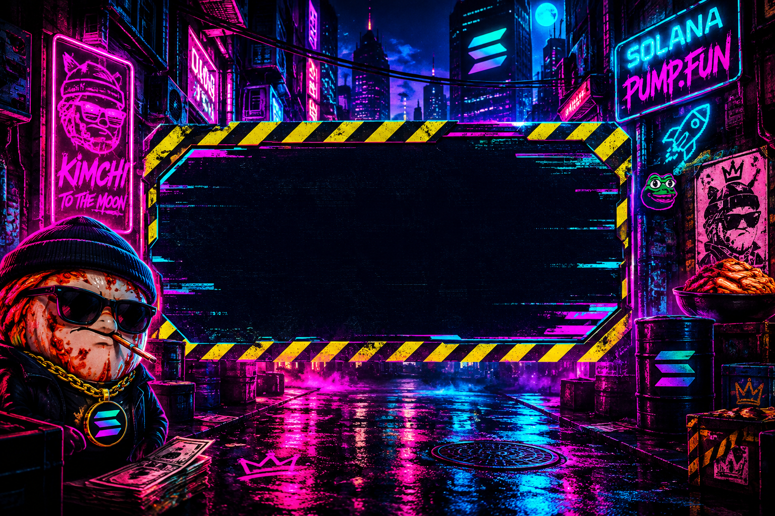 Horizontal neon meme banner placeholder for future campaign art