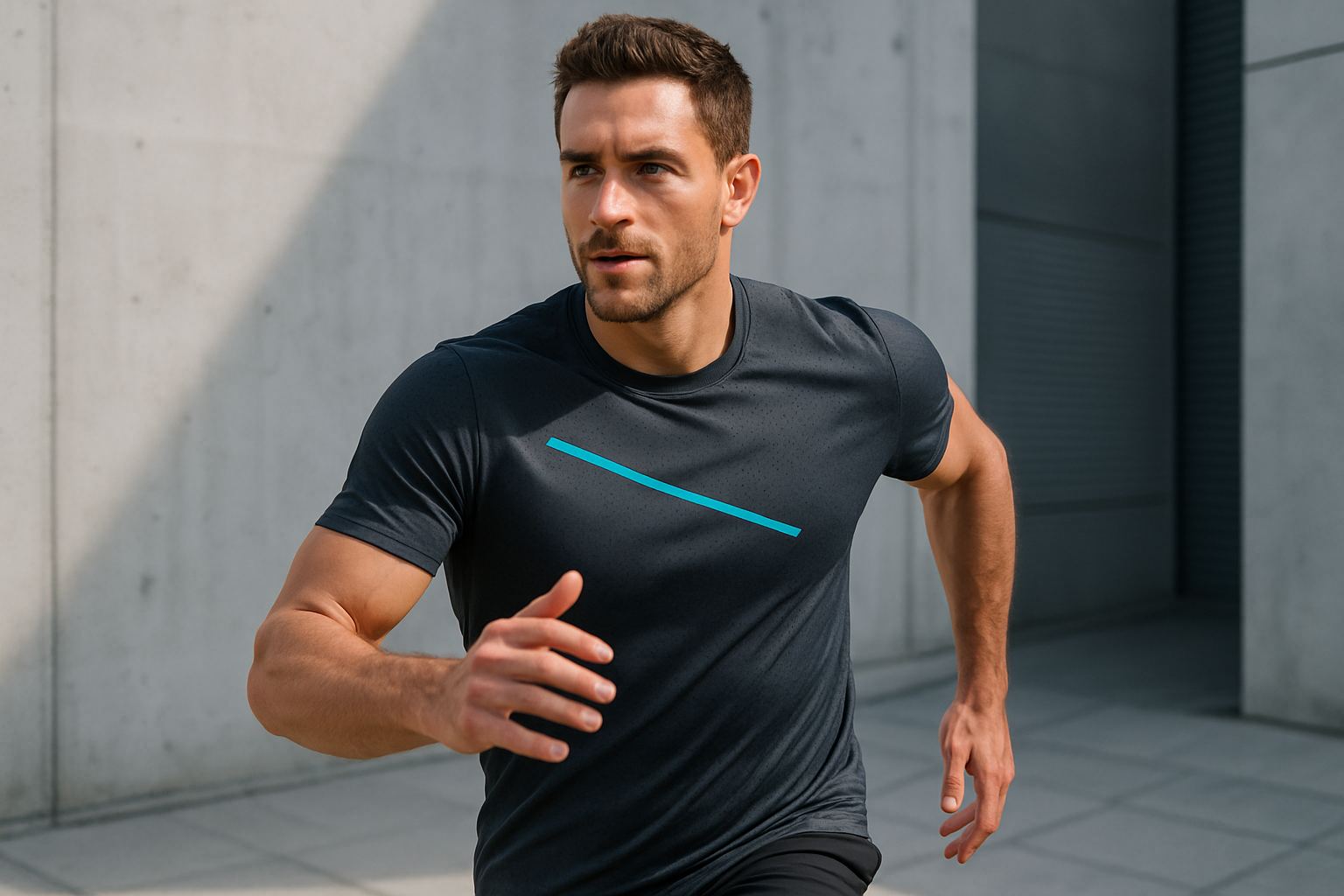 Confident athlete wearing a modern athletic T-shirt