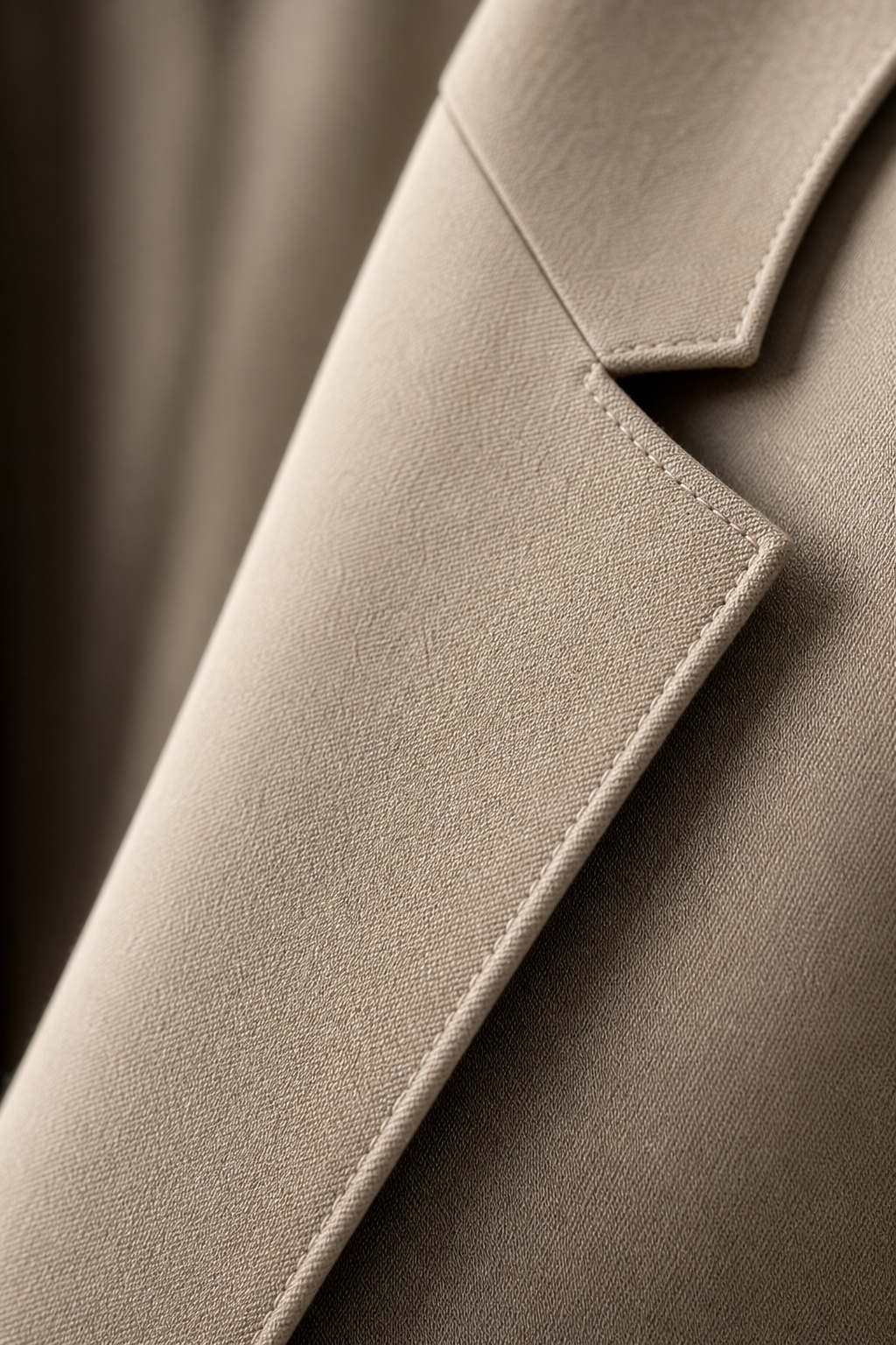 Close-up fabric and stitching detail showing fine weave texture, seam precision, and premium craftsmanship